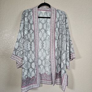 Max Studio Black and Pink Paisley Kimono Large